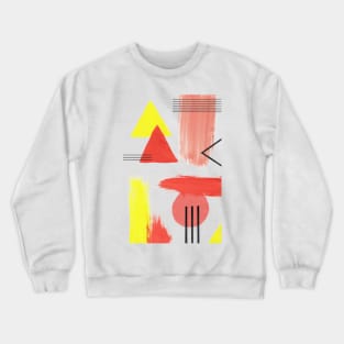 Abstract Composition in Peach and Yellow Crewneck Sweatshirt